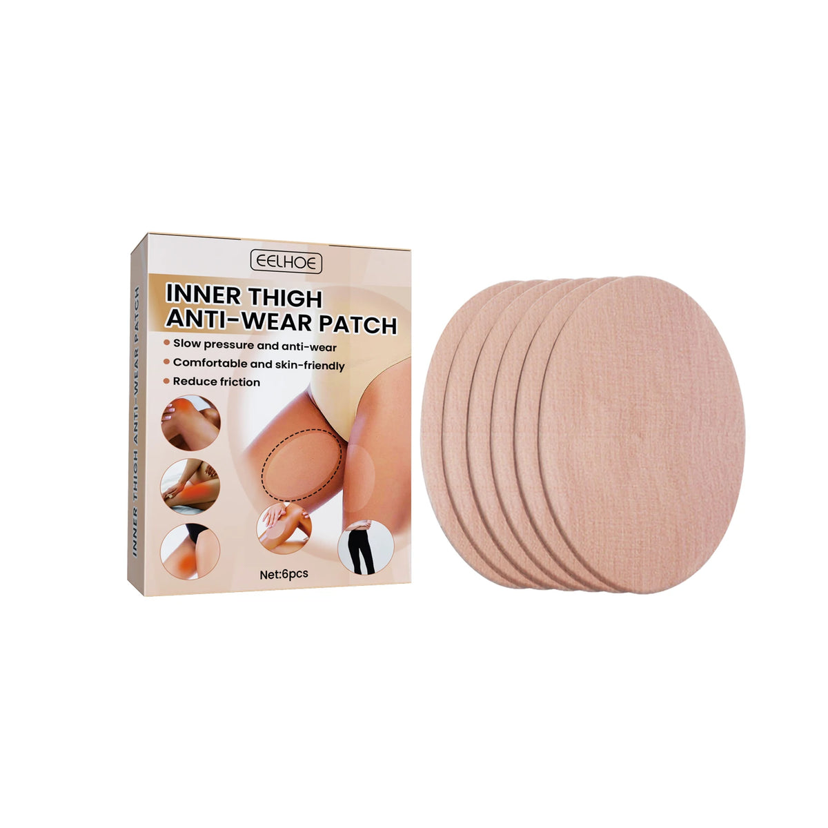 Eelhoe Anti-Chafing Thigh Patches | Breathable 6-Pack Anti-Chafing Patch QXL 6Pcs