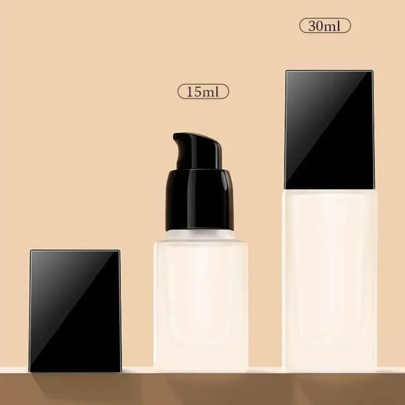15/30ml Square Frosted Glass Pump Bottle | Refillable Foundation Glass Pump Bottle QXL