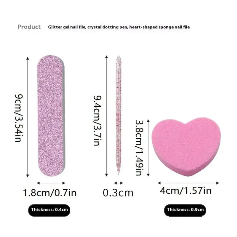 Glitter Nail Care Kit – Buffer, Crystal Rod & Double-Sided File Nail Buffer & File Kit QXL