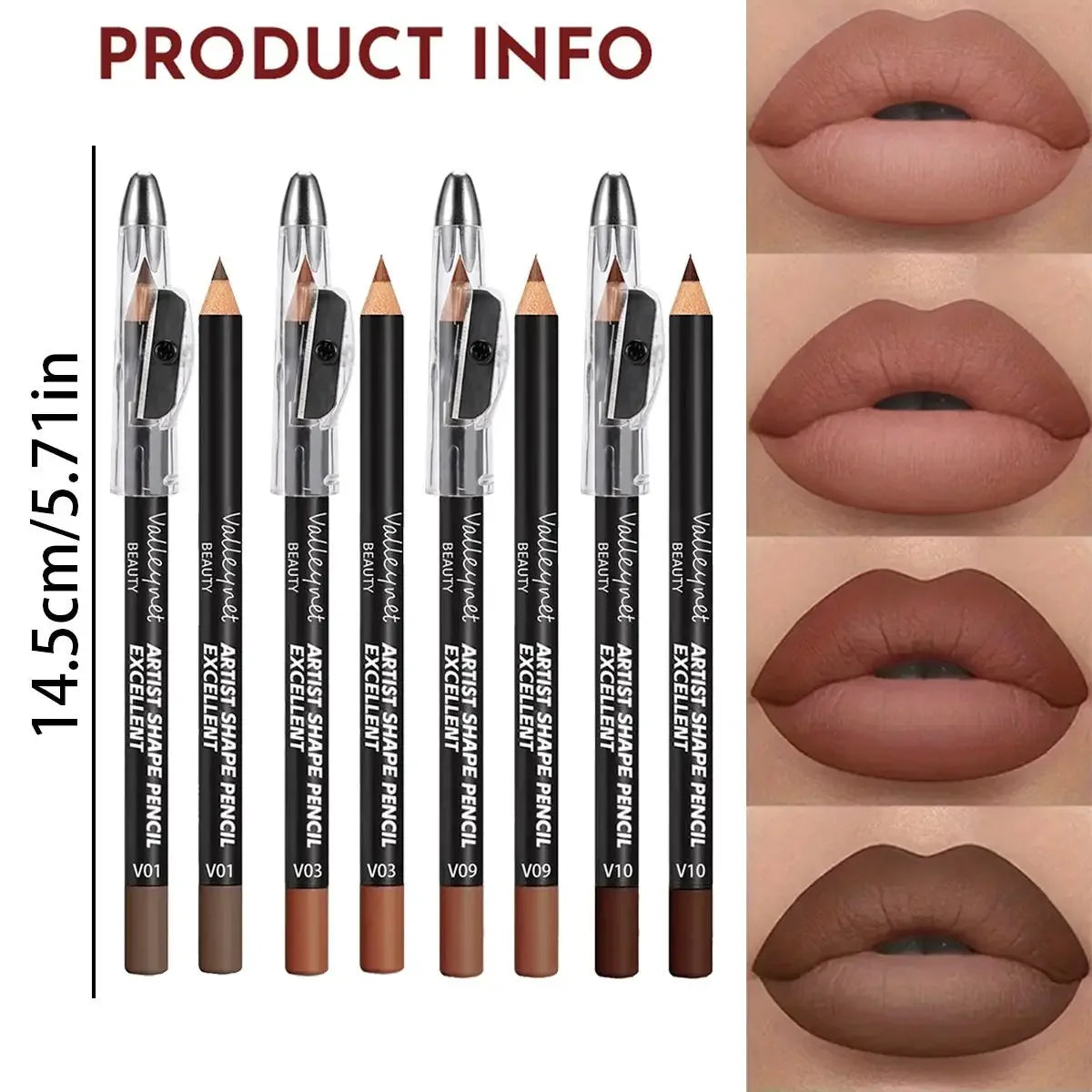4-Piece Brown Shades Lip Liner Set | Matte & Waterproof Lip Liner Set QXL