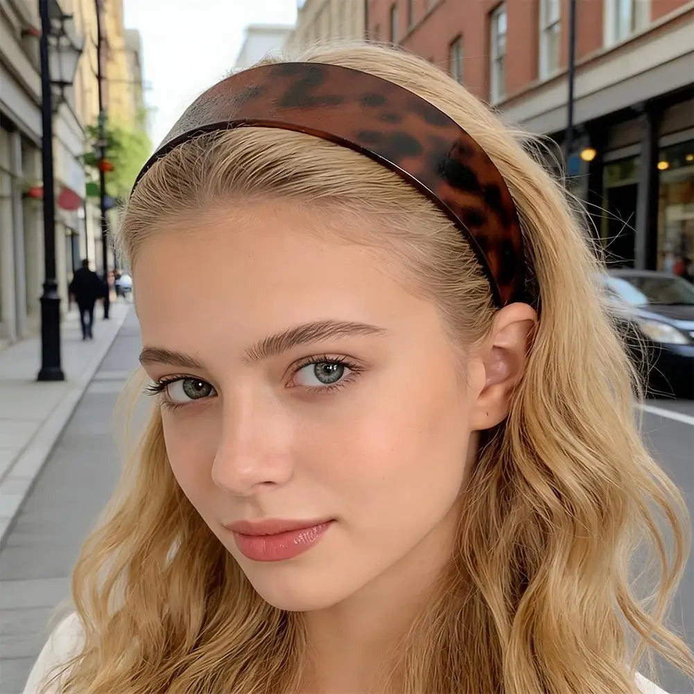 Wide Tortoiseshell Headband for Women | Retro Acetate Hair Band Hair Headband QXL