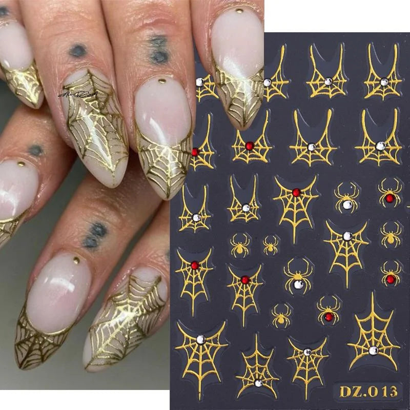 Halloween Spider Nail Stickers | Spooky Slide Decals 1–4 Pack Nail Art Stickers QXL