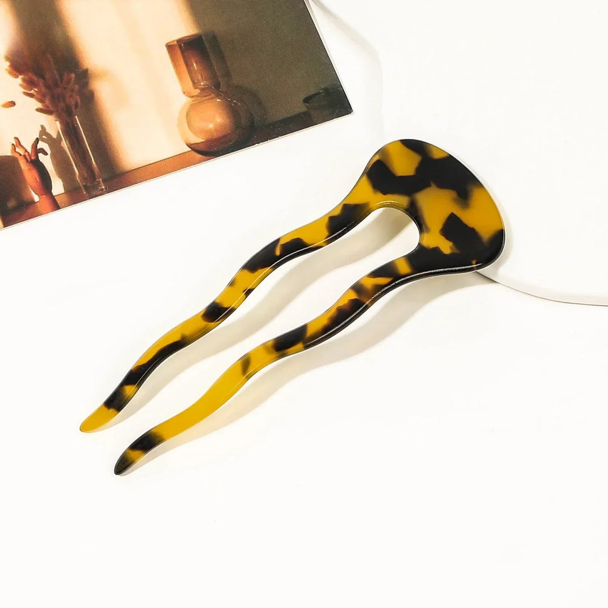 Acetate U-Shape Leopard Hairpin | Bun & Updo Clip 9.5cm Hair Clip QXL bl s bw