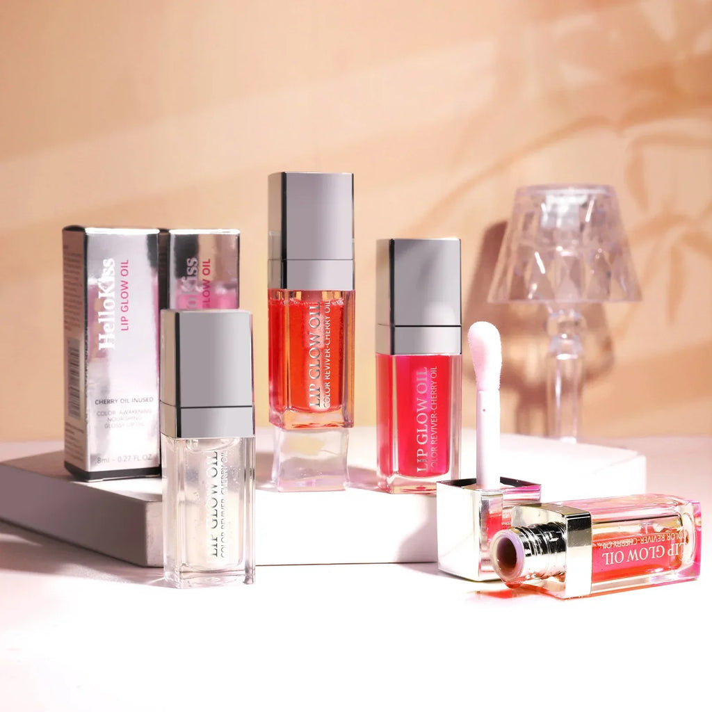 Hellokiss Lip Glow Oil 8ml | Cherry Glossy Moisturizing Lip Oil Lip Glow Oil QXL