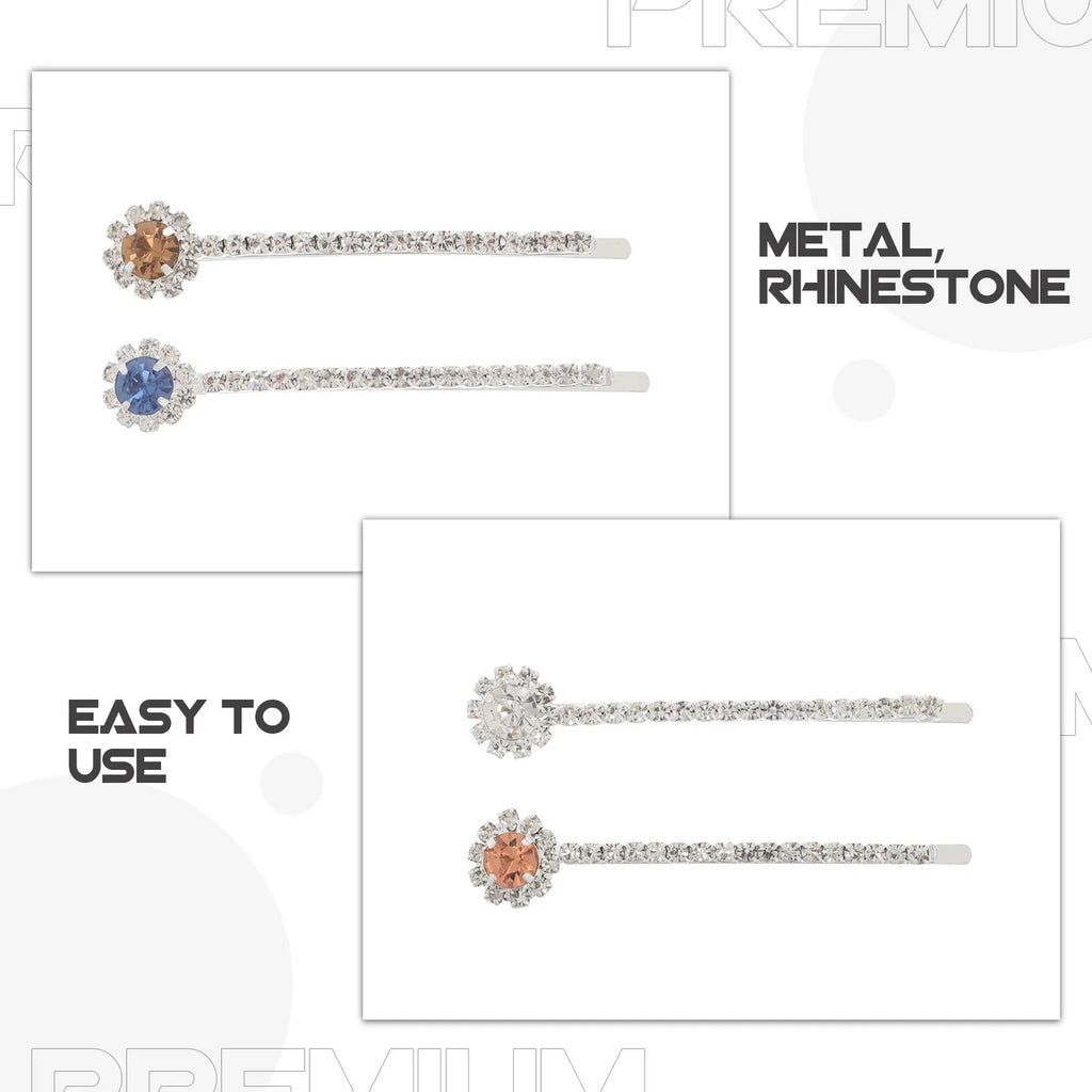 4-Pack Rhinestone Hair Clips | Bridal & Party Accessories Rhinestone Hair Clips QXL