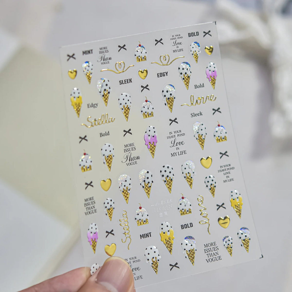 5D Tropical Nail Stickers – Ice Cream, Fruit & Palm Decals Nail Stickers QXL