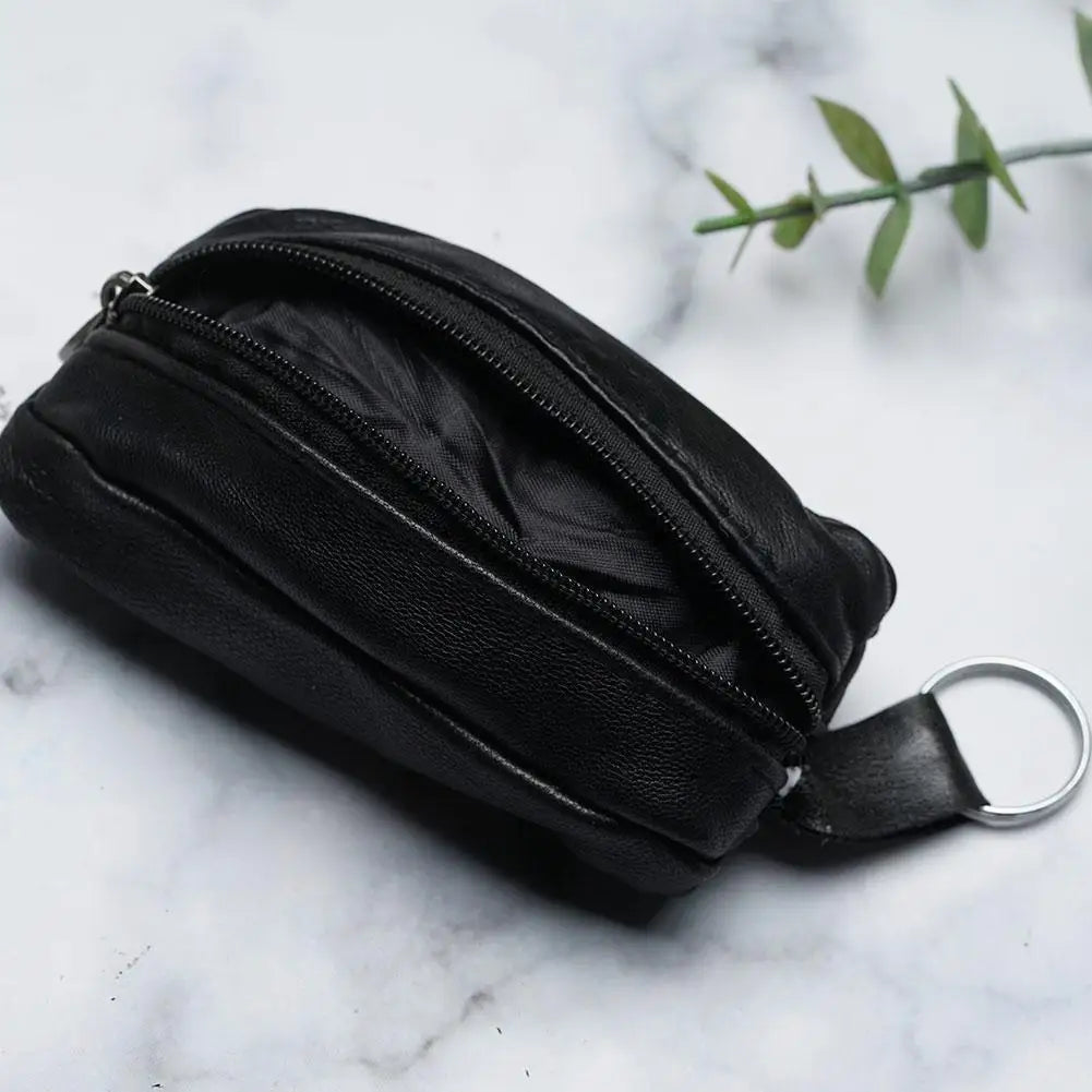 PU Leather Mini Zipper Key Case & Coin Purse – Black Coin Purse Key Case QXL