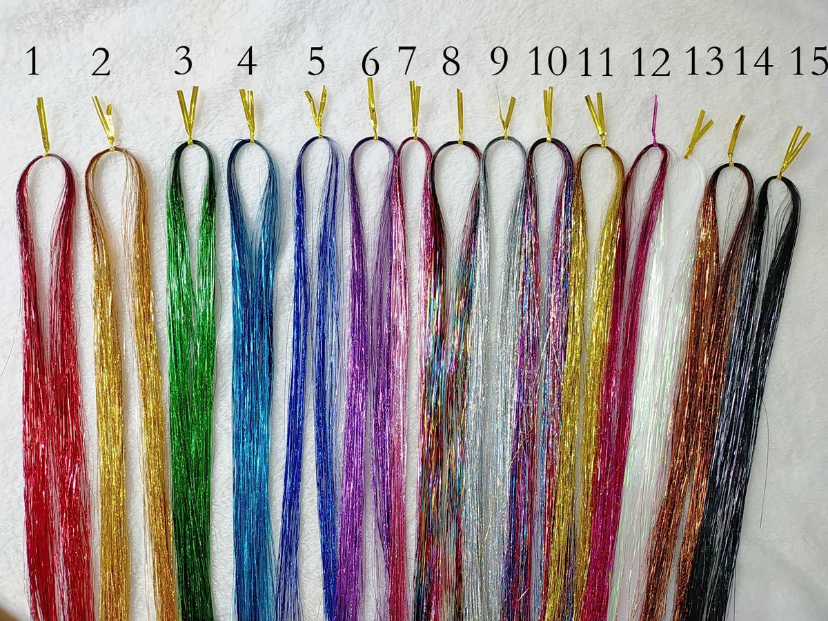Holographic Hair Tinsel Extensions 120 Strands | Glitter Sparkle Hair Tinsel Extensions QXL