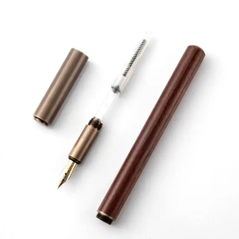 Retro Wood & Bronze Fountain Pen | Fine Nib Calligraphy Fountain Pen QXL