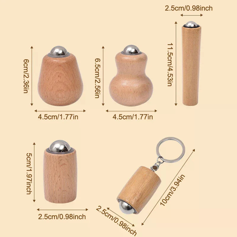 Wooden Facial Massage Roller | Iron Ball Hot & Cold Face Tool Facial Massage Roller QXL