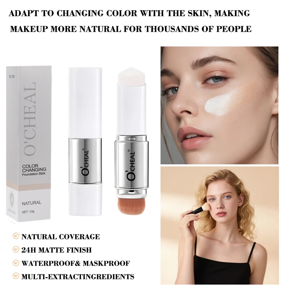2-in-1 Color-Changing Foundation & Concealer Stick | Triangle Foundation Concealer Stick QXL