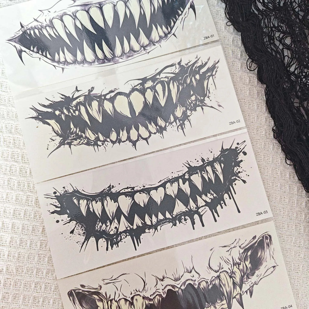 Halloween Big Mouth Temporary Tattoo Stickers – 1 or 10 Sheets Temporary Tattoo Stickers QXL