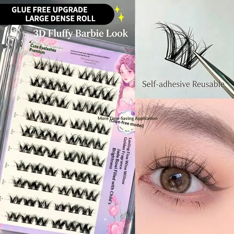 W-Shape Individual False Lashes | Handcrafted Synthetic Hair False Eyelashes QXL
