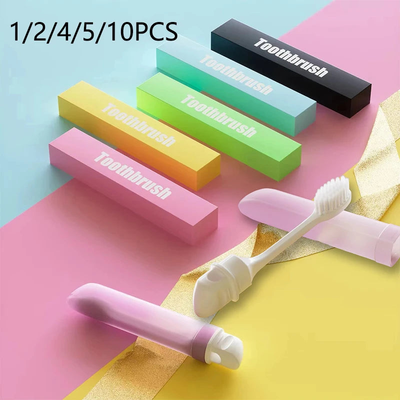 Foldable Travel Toothbrush | Soft Bristles – Pack of 1–10 Travel Toothbrush QXL Random Color 5pcs