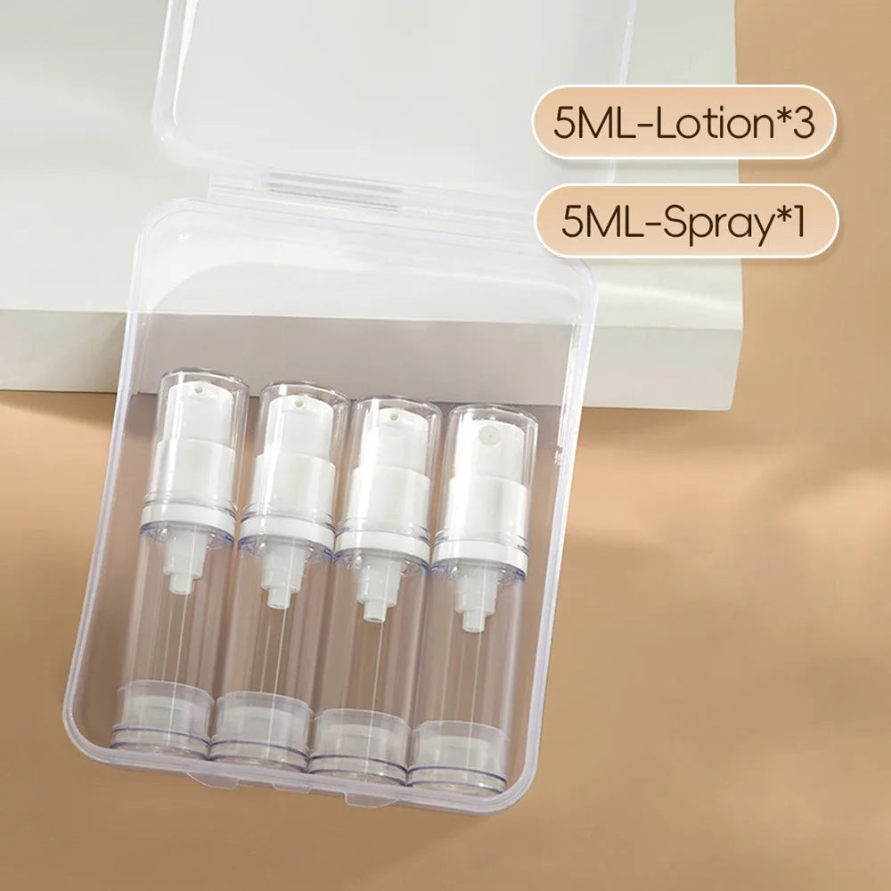 Travel Refillable Pump & Spray Bottles 5–15ml + Storage Box Travel Pump Bottles QXL 5ml 3XLoti-1XSprayer