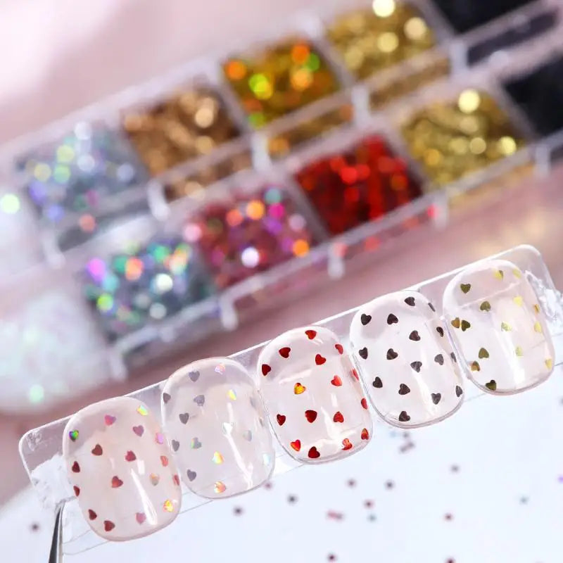 1mm Star & Heart Nail Glitter Set | 12 Laser Designs DIY Nail Glitter Set QXL