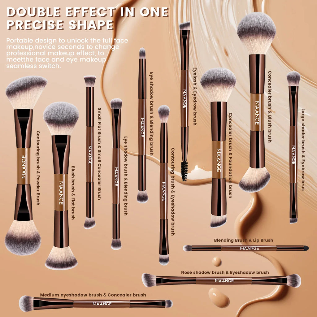 MAANGE 13-Piece Makeup Brush Set with Storage Bag Makeup Brush Set QXL