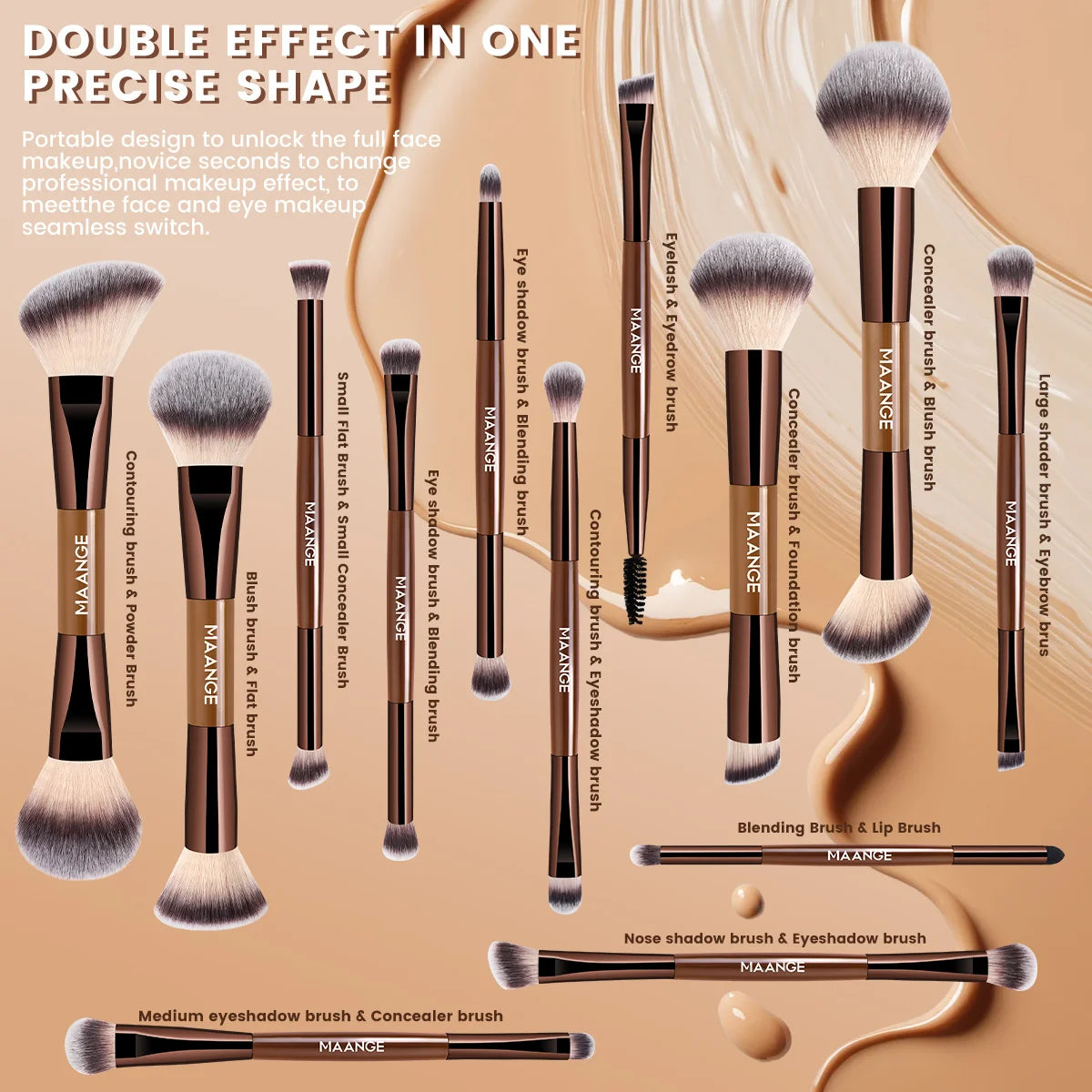 MAANGE 13-Piece Makeup Brush Set with Storage Bag Makeup Brush Set QXL