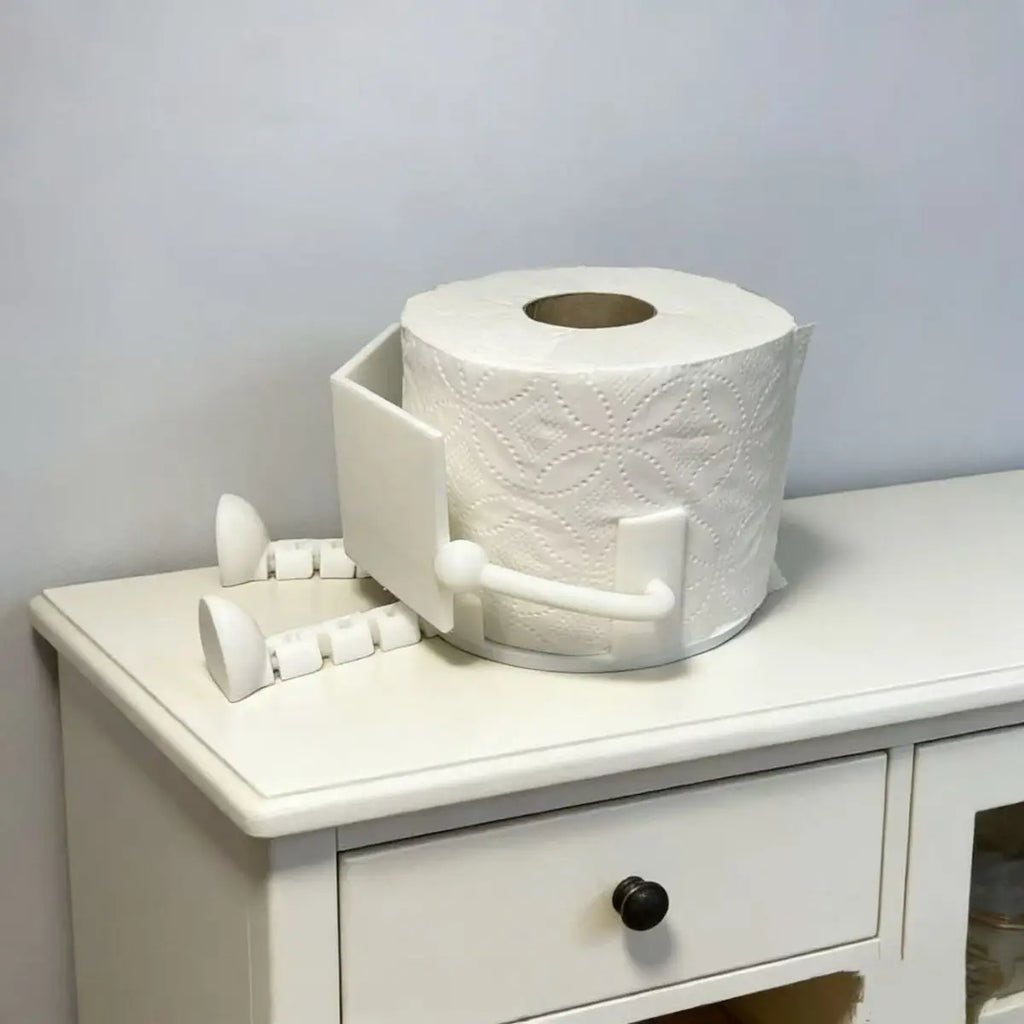 3D Printed Reading Buddy Toilet Paper Holder & Pen Cup Novelty Toilet Paper Holder QXL Pure White