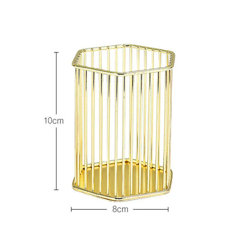 Hexagon Iron Makeup Brush Holder & Desk Cosmetic Organizer Makeup Brush Holder QXL