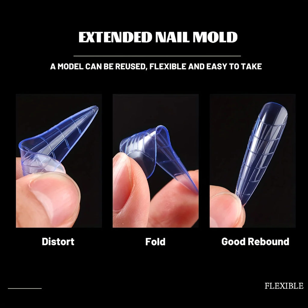 144-Pc Reusable Nail Dual Forms | Colorful Extension Mold Kit Nail Extension Molds QXL