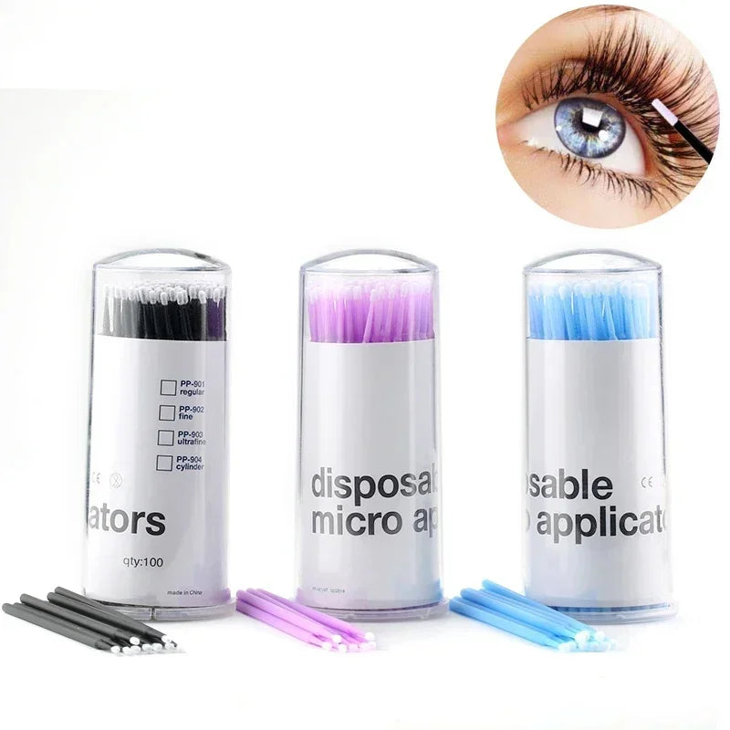 100-Pack Disposable Micro Brushes for Eyelash Extensions Disposable Micro Brushes QXL