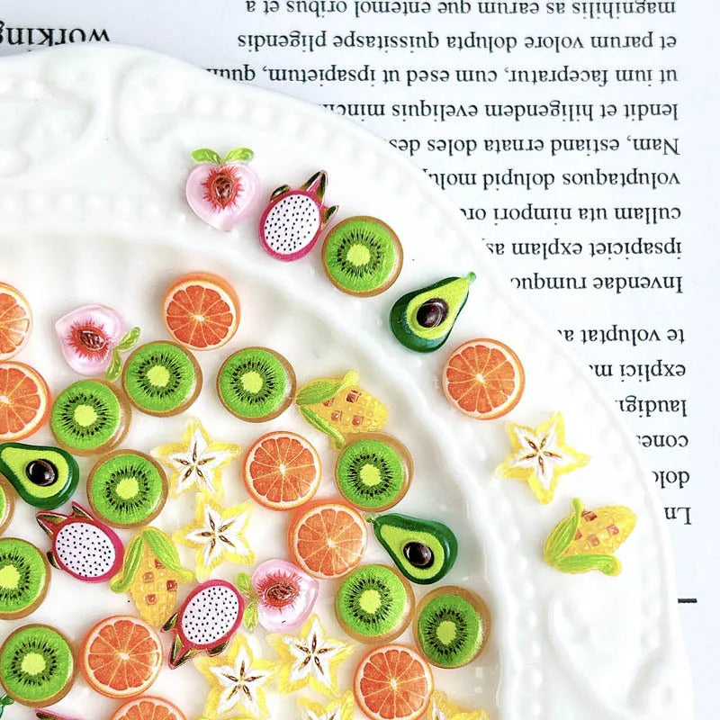 10-Pack 3D Kawaii Fruit Nail Art Charms | Resin DIY Manicure Nail Art Charms QXL