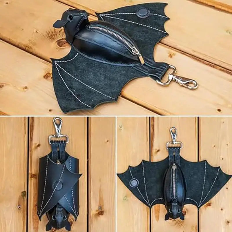 PU Leather Bat Coin Purse & Keychain | Zippered Wallet Novelty Coin Purse QXL Default Title