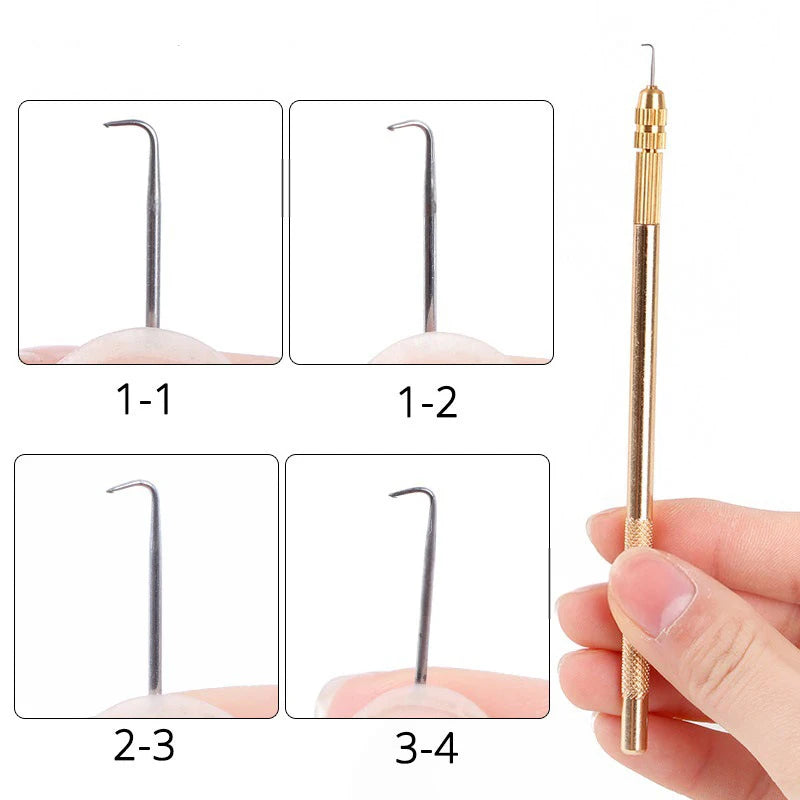 Ventilating Needles for Lace Wig Making | Brass Handle Set Wig Making Tool QXL