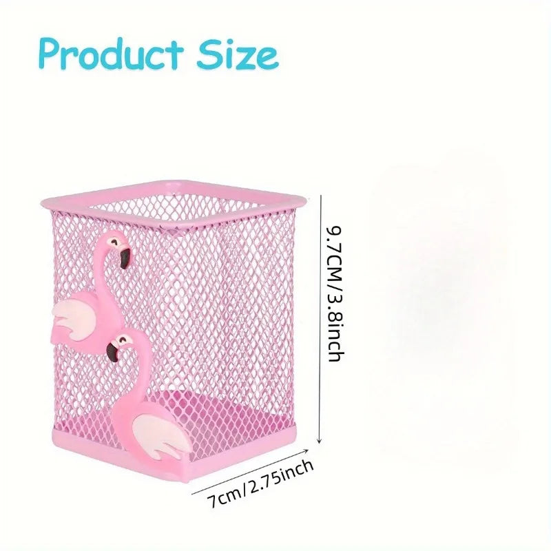 Pink Flamingo Metal Pen Holder | Stylish Desk Organizer Desk Pen Holder QXL