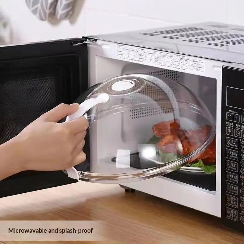 Microwave Splash Cover Lid with Steam Vent & Handle – Clear Microwave Lid Cover QXL