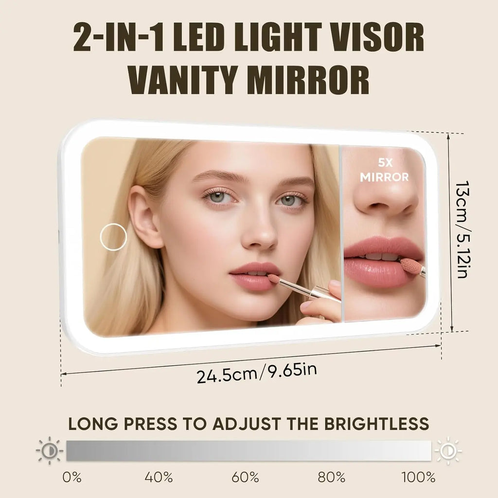 Car Vanity Mirror with LED Lights & 5X Magnification | Cosmomiro LED Vanity Mirror QXL