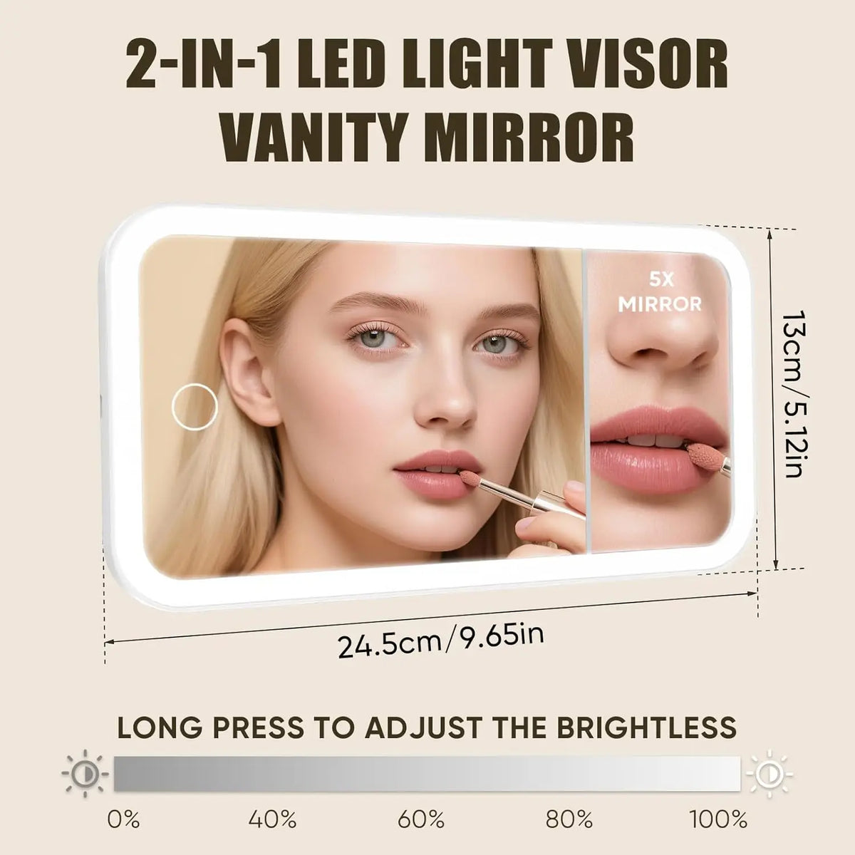 Car Vanity Mirror with LED Lights & 5X Magnification | Cosmomiro LED Vanity Mirror QXL