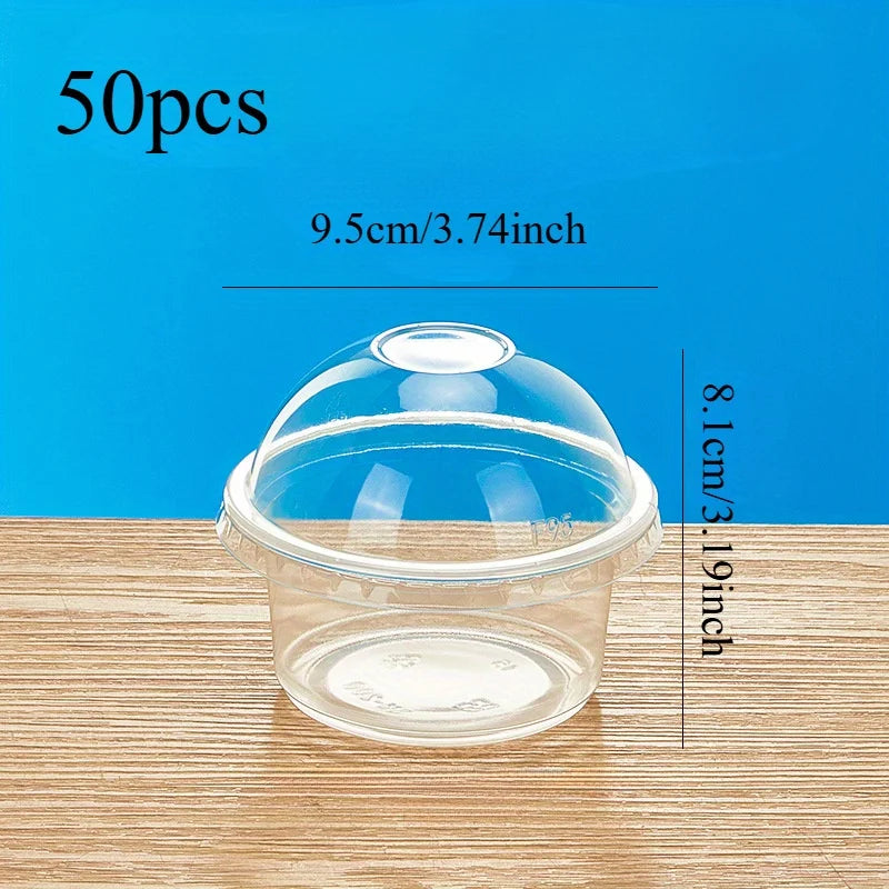 50-Pack 8 oz Disposable Plastic Cups with Flat Lids Disposable Cups Set QXL Dome Lids