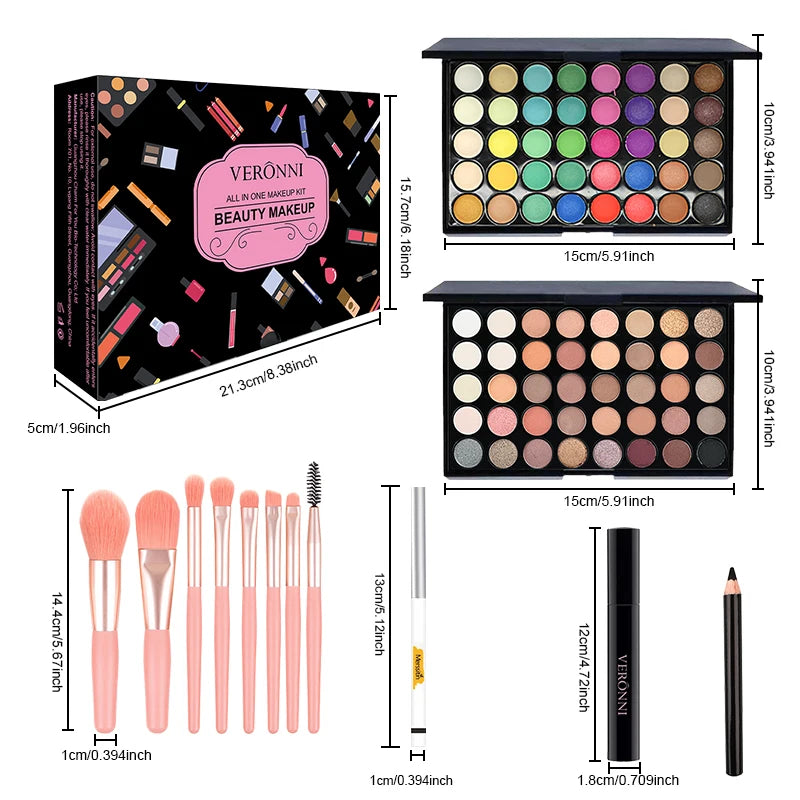 40-Color Eyeshadow Palette Set with Brushes | Beginner Kit Eyeshadow Palette Set QXL