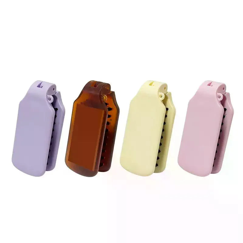 Folding Pocket Hair Comb with Mirror | Compact Travel Brush Folding Travel Comb QXL