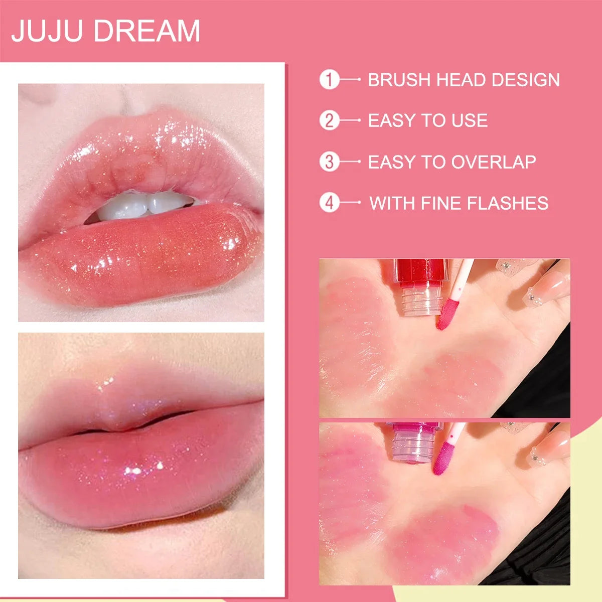 JUJU Dream Candy Jelly Lip Gloss | Mirror Shine 6 Colors Jelly Lip Gloss QXL
