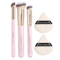 MAANGE 5-Pc Makeup Brush & Triangle Powder Puff Set Makeup Brush Set QXL Pink