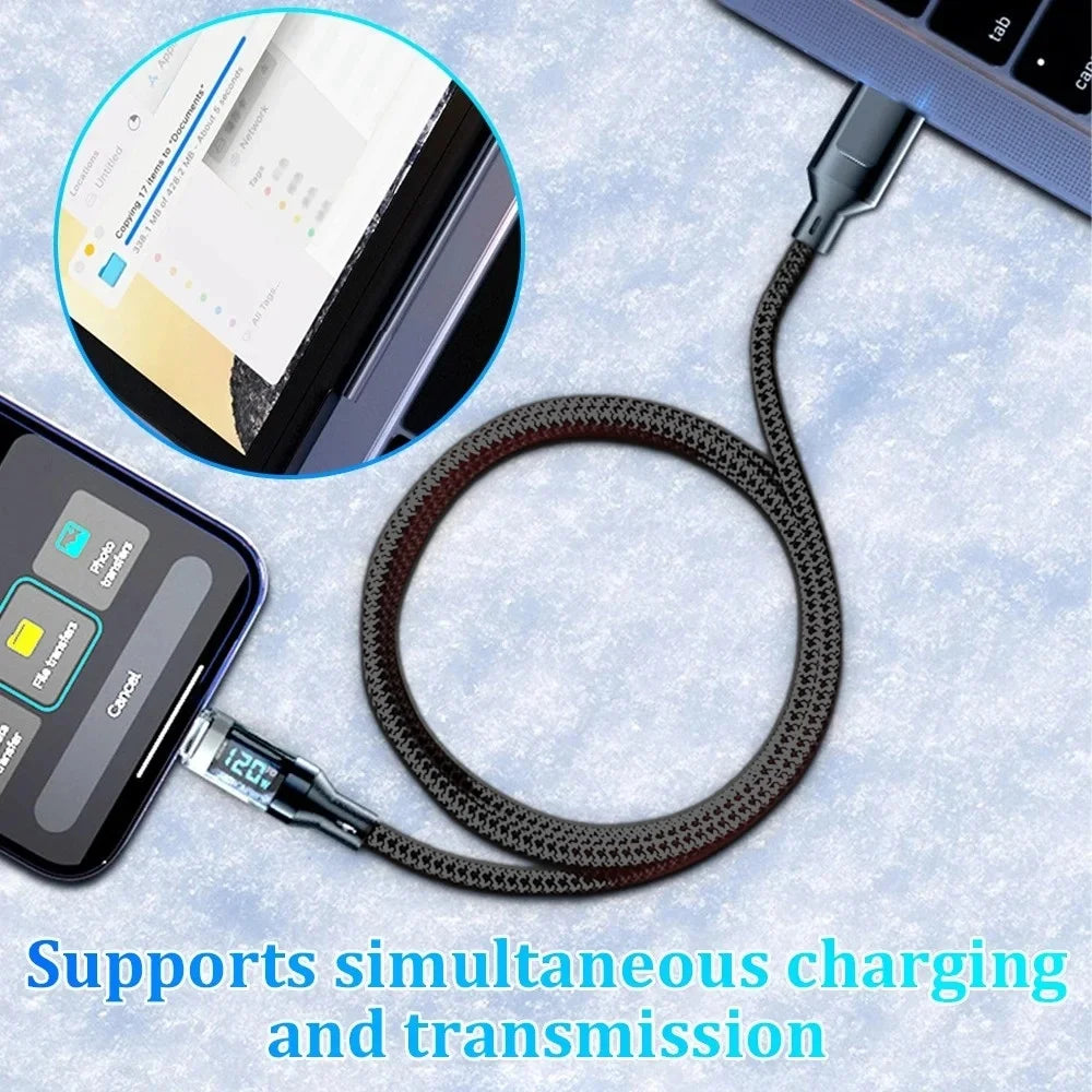 120W LCD Fast Charging USB-C Cable – USB-A & USB-C USB Fast Charging Cable QXL