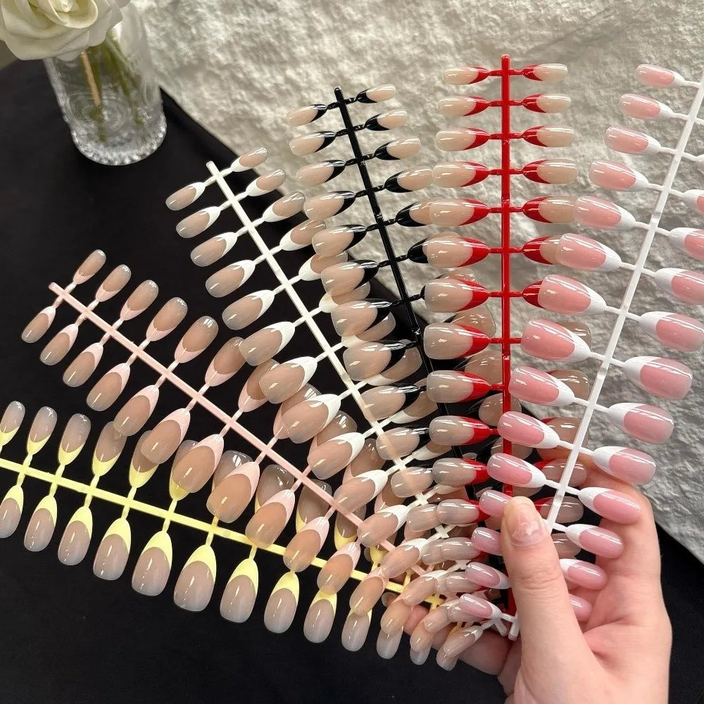 30-Pack Almond Press On Nails | Matte Nude & Glossy Tips Press-On Nail Tips QXL