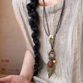 Vintage Boho Layered Pendant Necklace | Antique Long Chain Pendant Necklace QXL A1