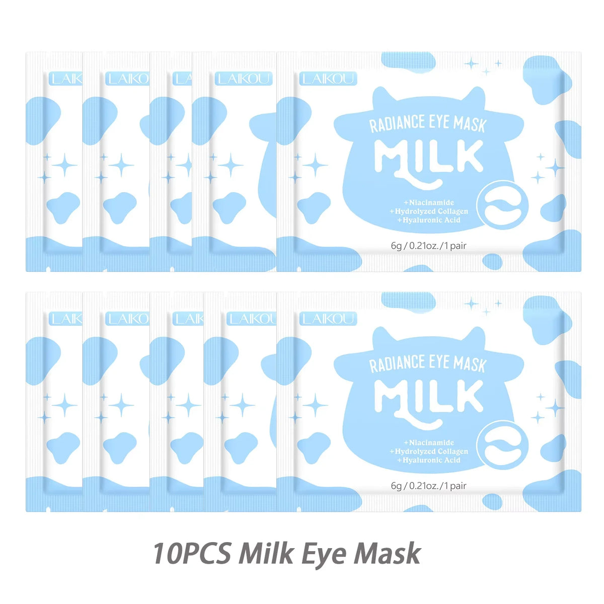 LAIKOU Eye Patches – Moisturising & Firming Under-Eye Masks Under-Eye Mask Patches QXL Milk Eye Mask 10PCS
