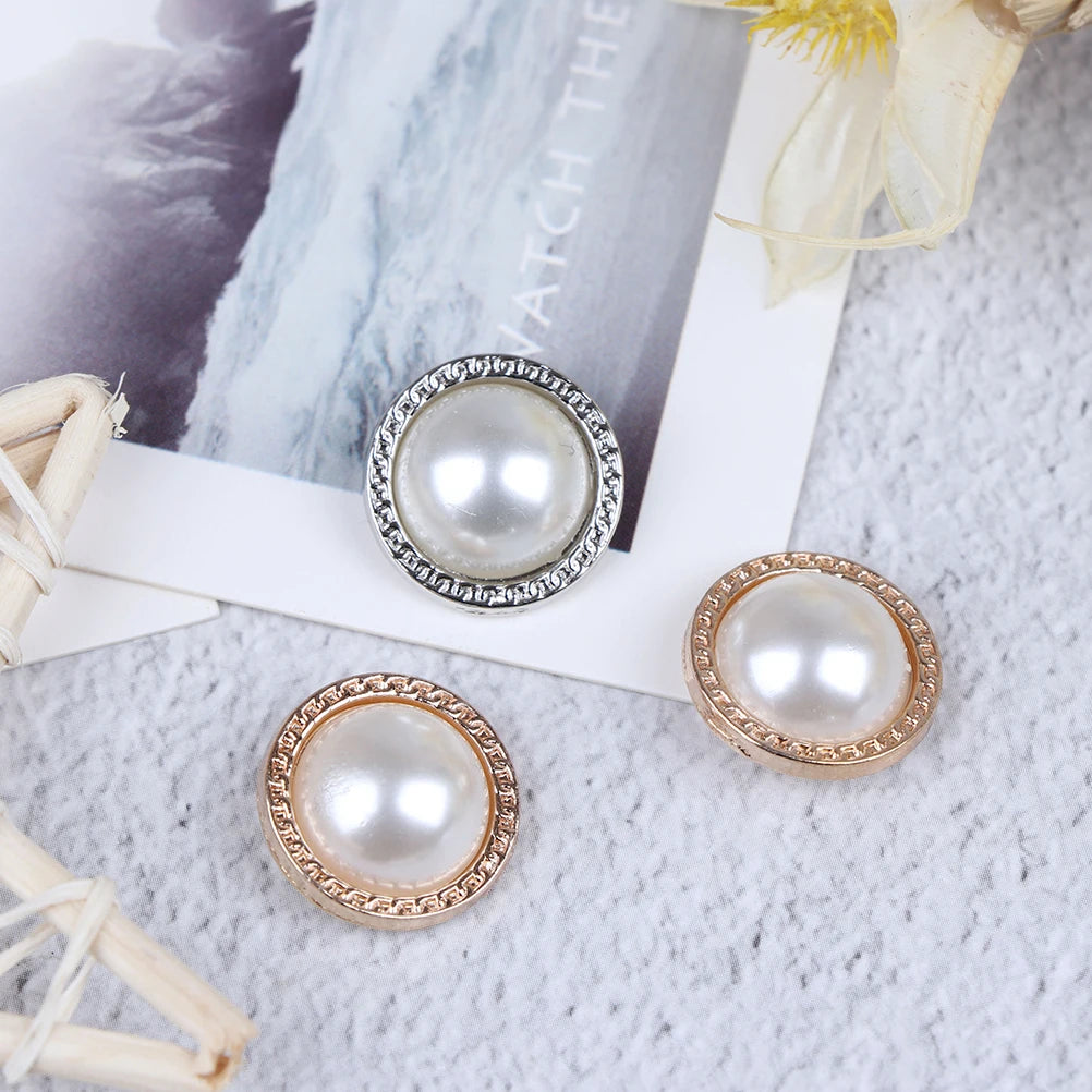 10-Pack Alloy Pearl Sewing Buttons | DIY Craft & Clothing Decorative Sewing Buttons QXL