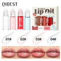 QIBEST 4-Pc Roll-On Lip Oil Set | Hydrating Clear Lip Gloss Roll-On Lip Oil Set QXL Lip Oil Sets
