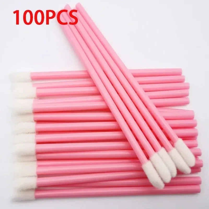100-Pack Disposable Lip Brushes & Lash Extension Wands Disposable Makeup Applicators QXL