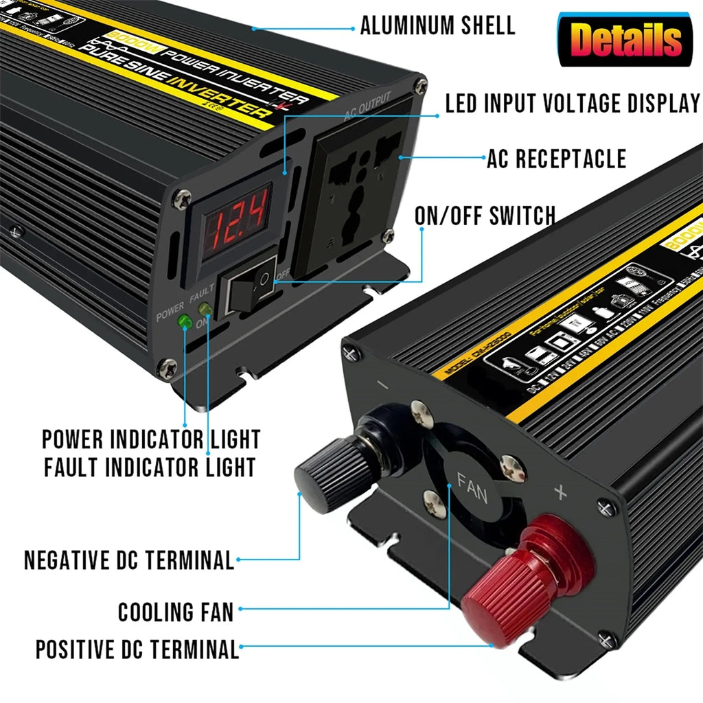8000W–10000W Pure Sine Wave Power Inverter DC 12V/24V to AC 220V Pure Sine Wave Inverter QXL