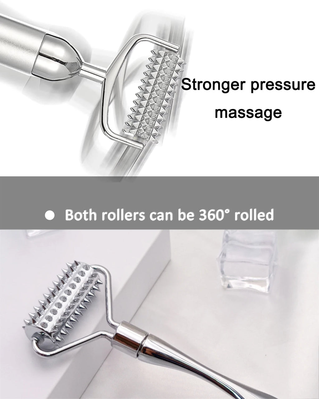 Metal Face Roller & Eye Massage Tool | Stainless Steel Face Massage Roller QXL