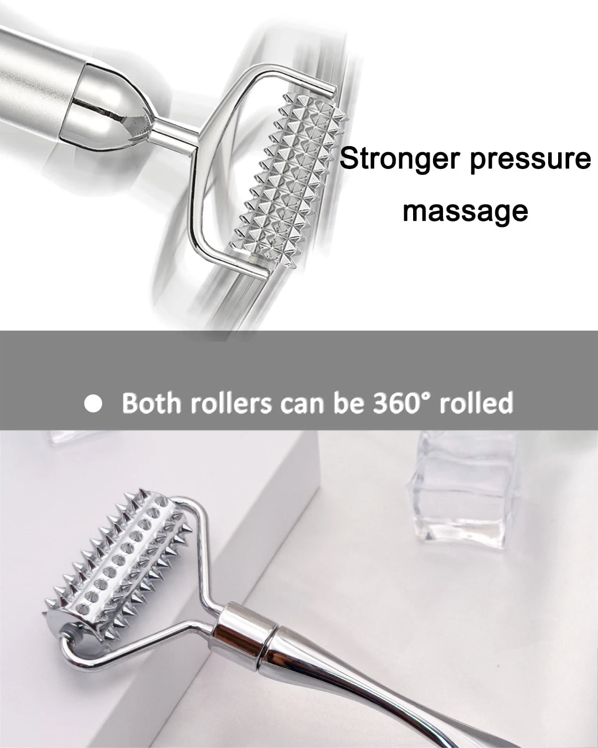Metal Face Roller & Eye Massage Tool | Stainless Steel Face Massage Roller QXL