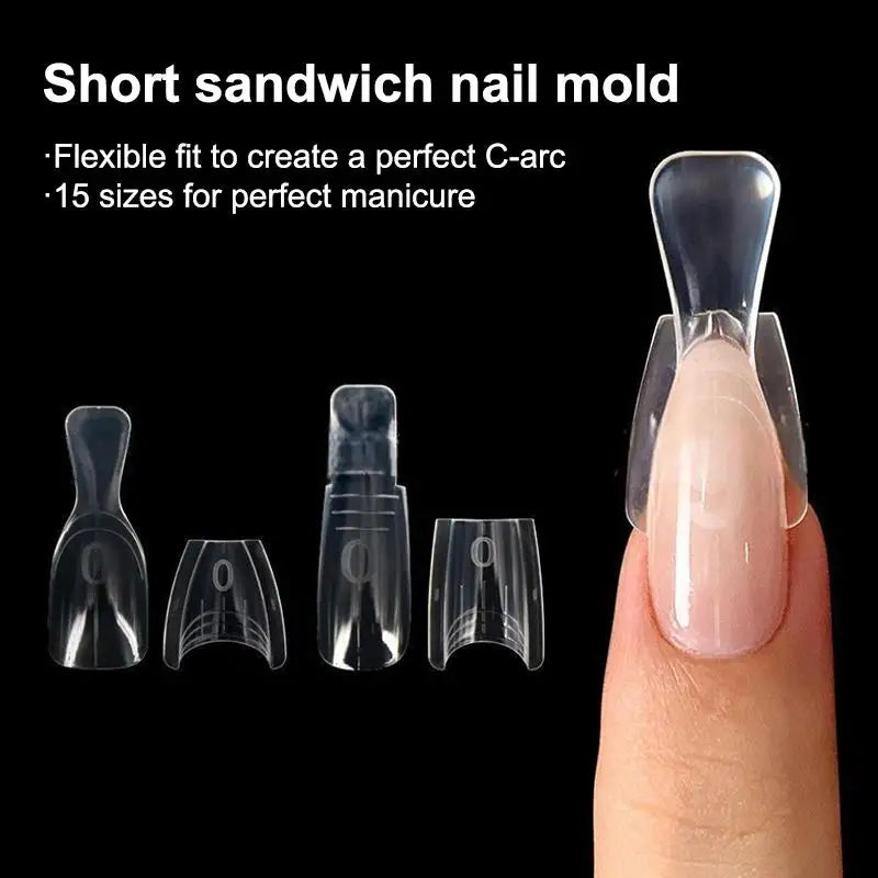 60-Pc Dual Nail Forms | Sandwich Mold for Gel & Acrylic Dual Nail Forms QXL