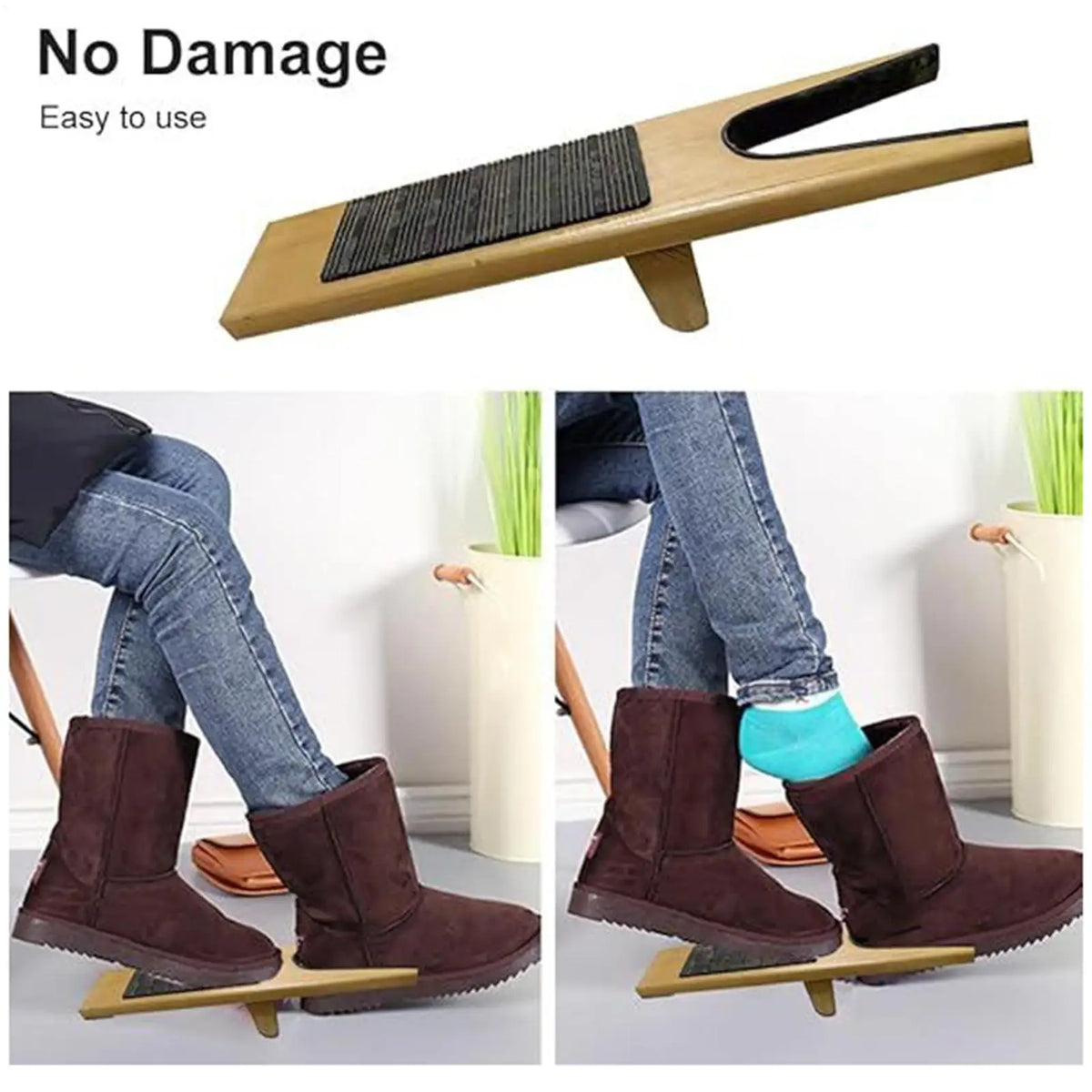 Wooden Cowboy Boot Jack | No-Bend Boot Puller & Remover Boot Jack Tool QXL